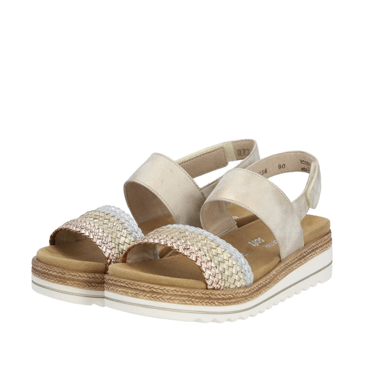 Remonte D0Q56 Beige Women's Strap Sandals in Gold - Image 6