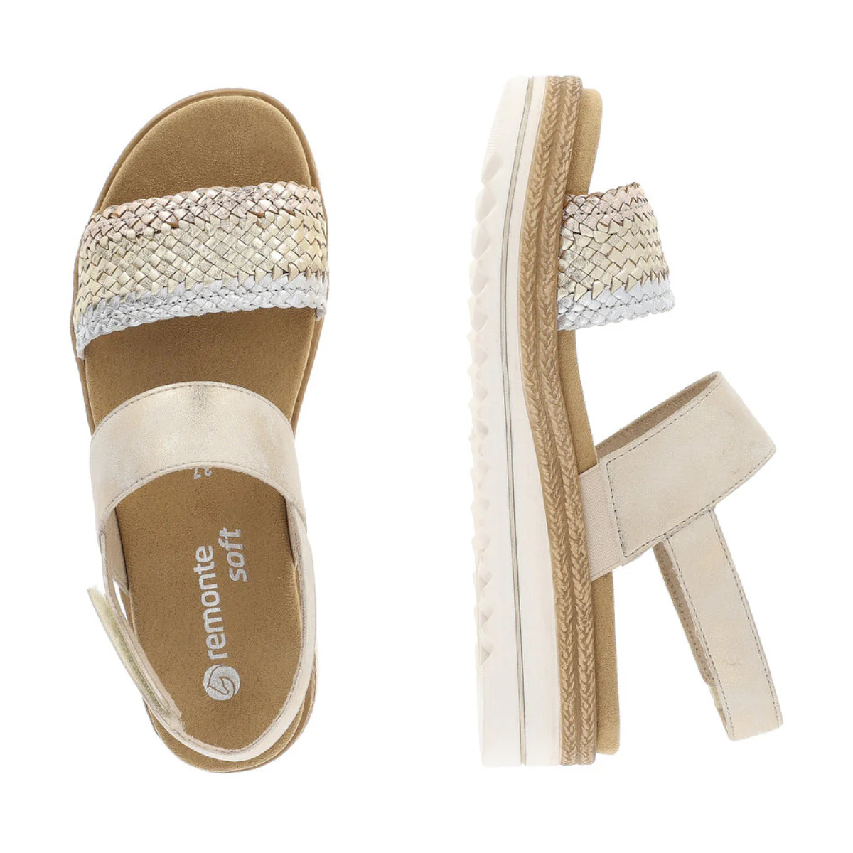 Remonte D0Q56 Beige Women's Strap Sandals in Gold - Image 7