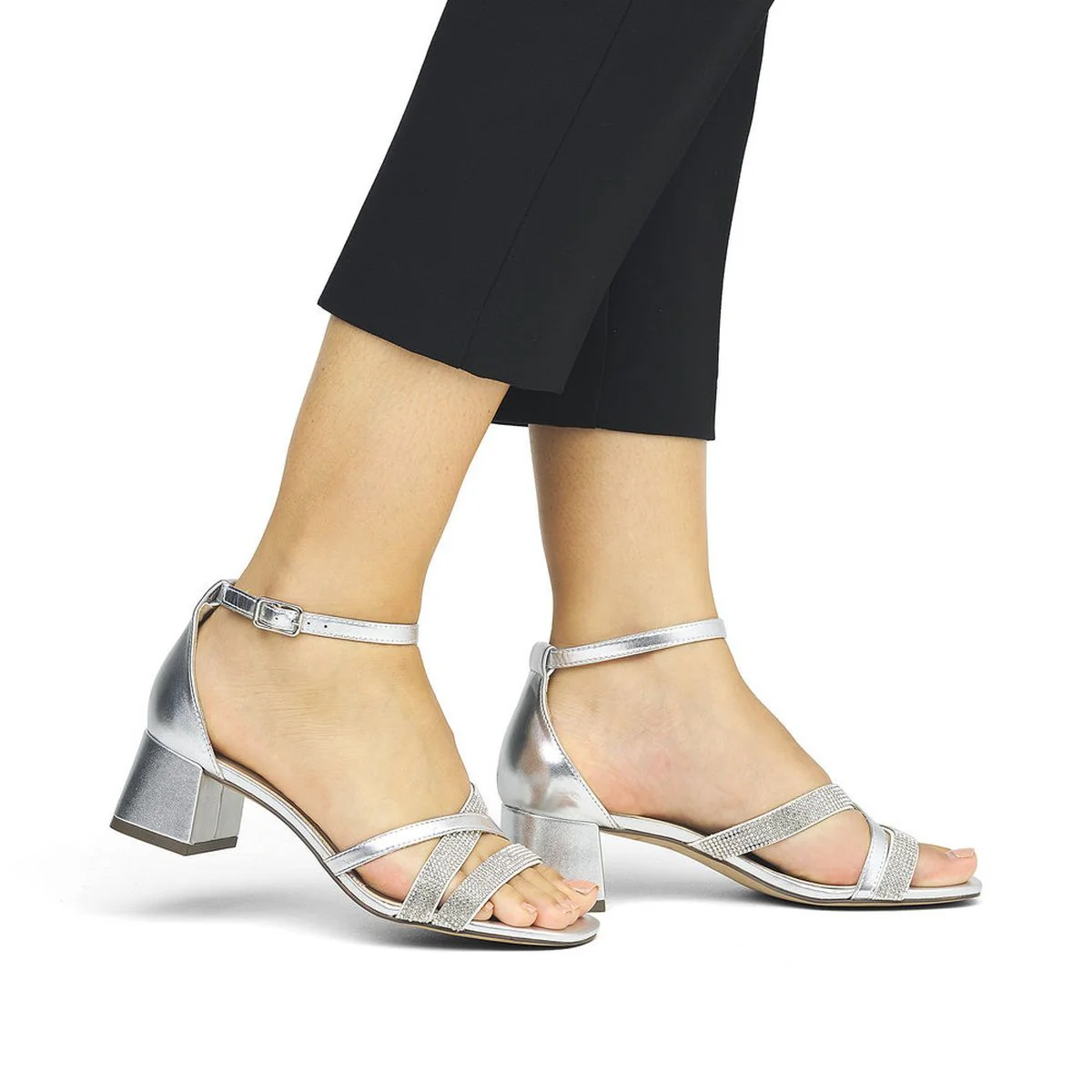 Remonte D1L51 Strap Heel Women's Sandals in Silver - Image 6
