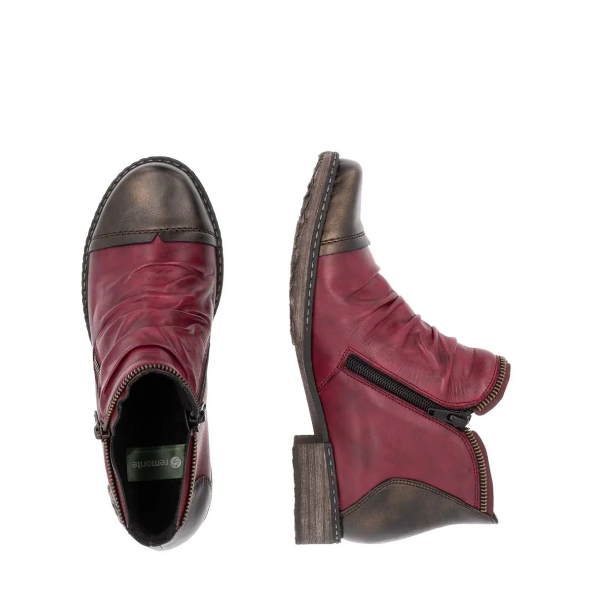 Remonte D4380 Women's Zip Ankle Boot in Vino - Image 3