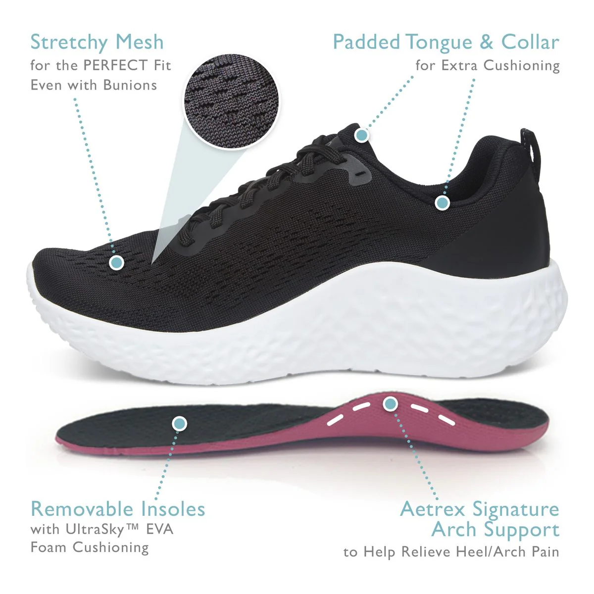 Aetrex Danika Arch Support Sneaker in Black - Image 4