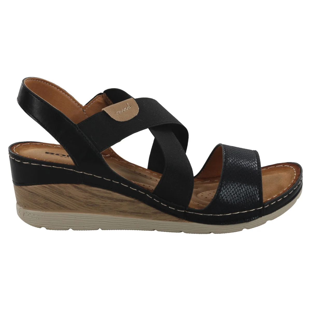 Elaine 01 Wedge Sandal in Black - Image 2