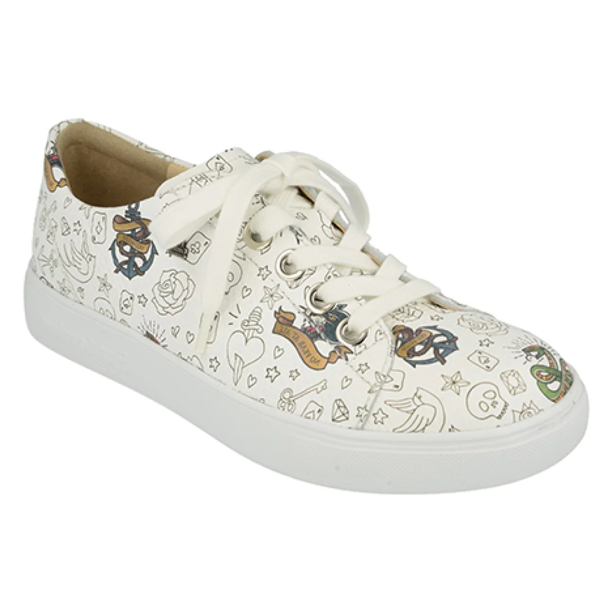 Finn Comfort Elpaso Women's Casual Shoe in White Graffiti