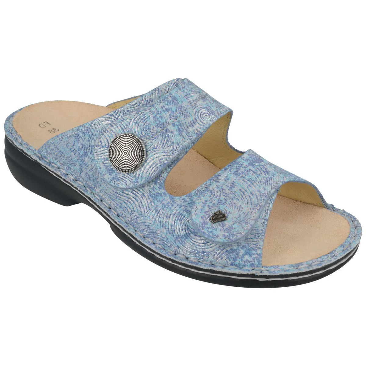 Finn Comfort Sansibar Women's Slide Sandals in Blue Sky