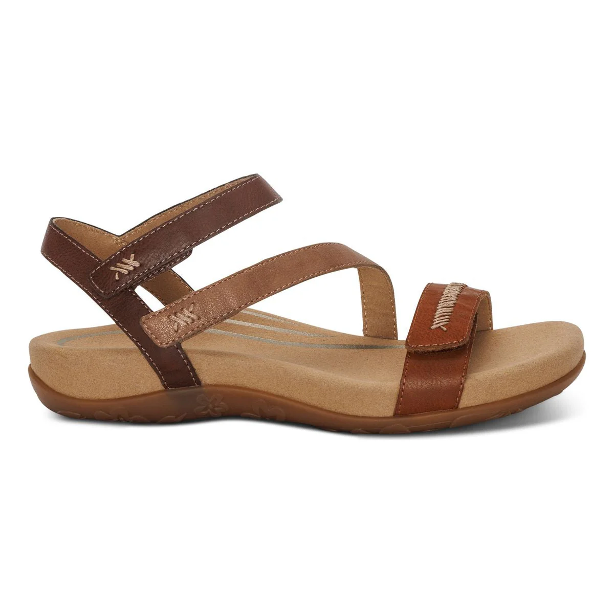 Aetrex Gabby Adjustable Quarter Strap Sandal in Cognac Multi - Image 4