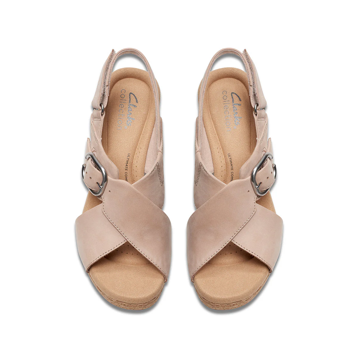 Clarks Giselle Dove Women's Wedge Sandals in Sand Nubuck - Image 6