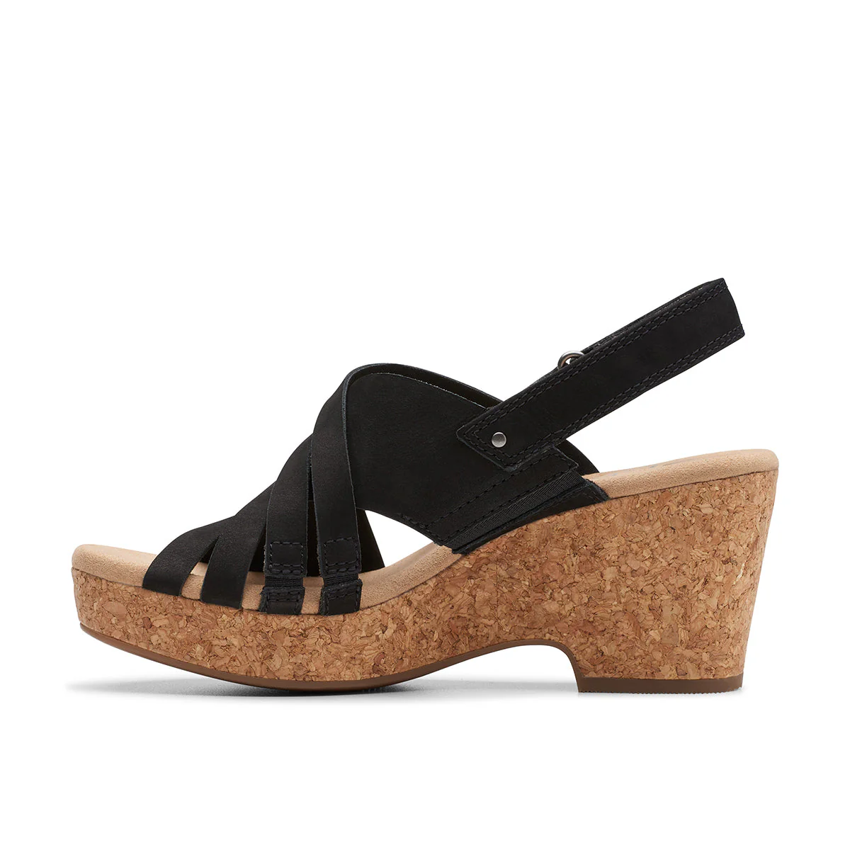 Clarks Giselle Ivy Women's Wedge Sandals in Black - Image 3