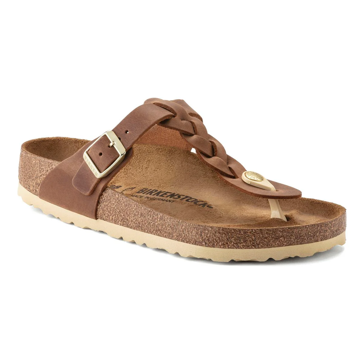 Birkenstock Gizeh Braided Oiled Leather – Cognac