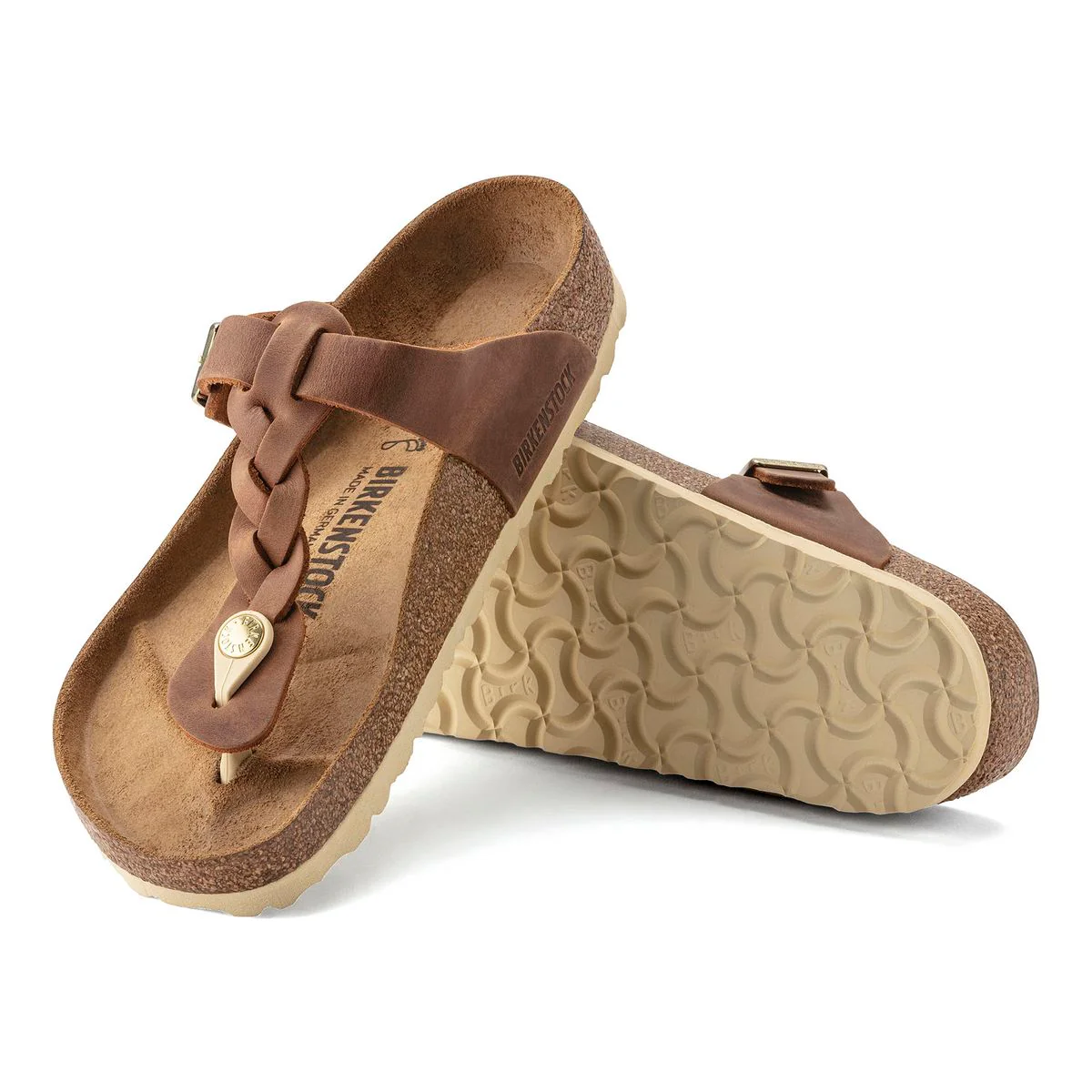 Birkenstock Gizeh Braided Oiled Leather – Cognac - Image 3