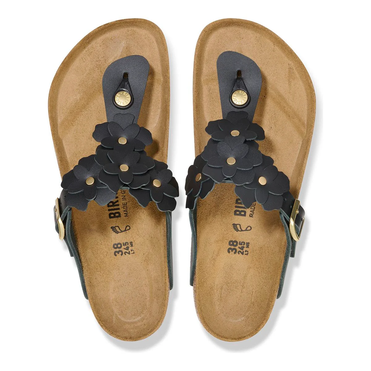 Birkenstock Gizeh Flower Leather – Black - Image 2