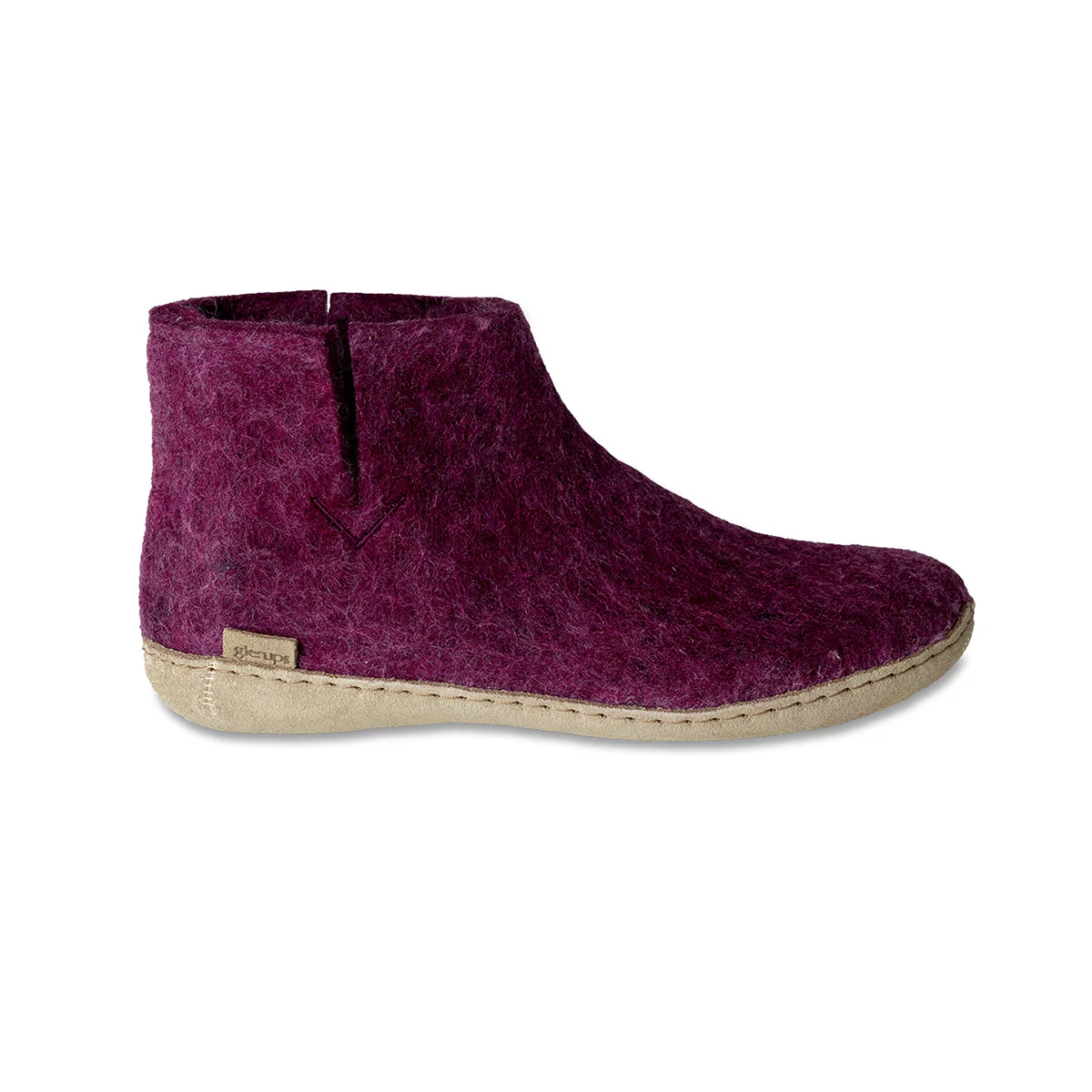 Glerups Slipper Boot Leather Sole in Cranberry - Image 3