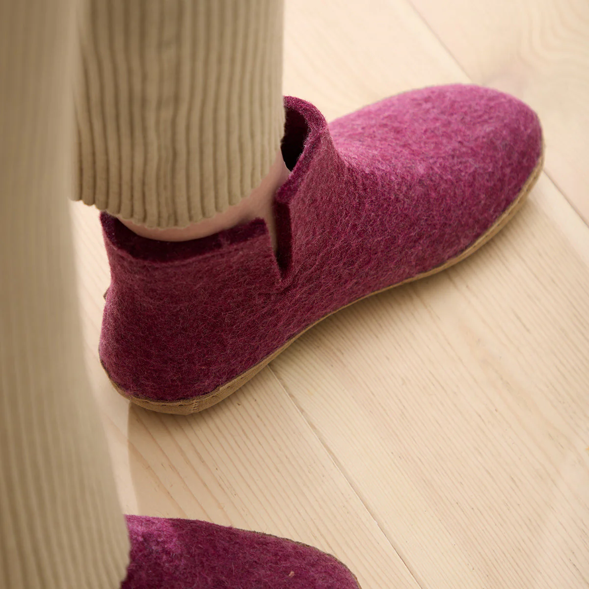 Glerups Slipper Boot Leather Sole in Cranberry - Image 8