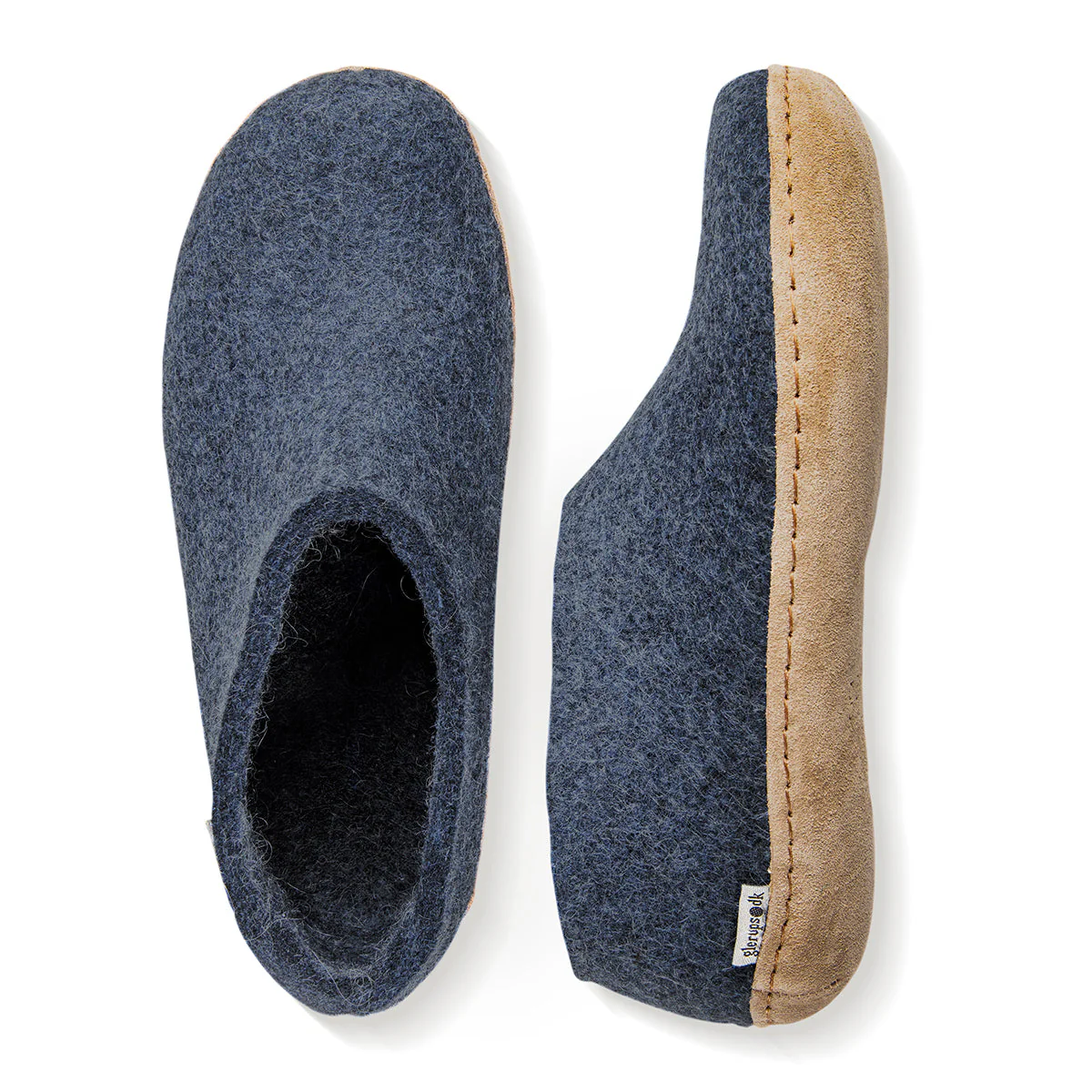 Glerups Slipper Shoe Leather Sole in Denim - Image 3