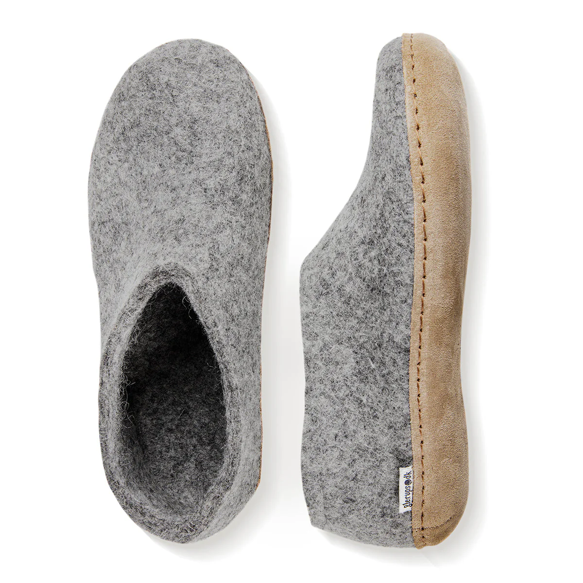 Glerups Slipper Shoe Leather Sole in Grey - Image 3