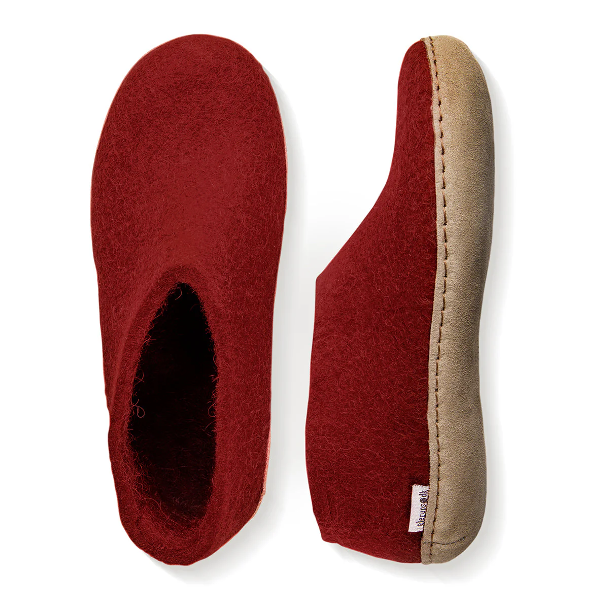 Glerups Slipper Shoe Leather Sole in Red - Image 3