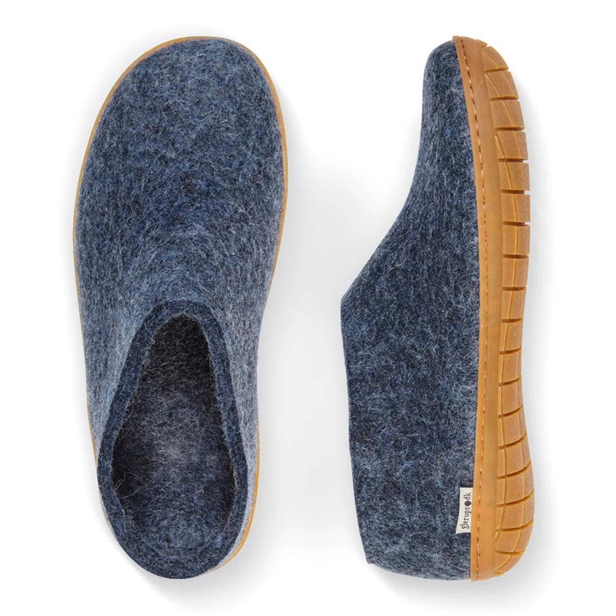 Glerups Slipper Shoe Rubber Sole in Denim - Image 3