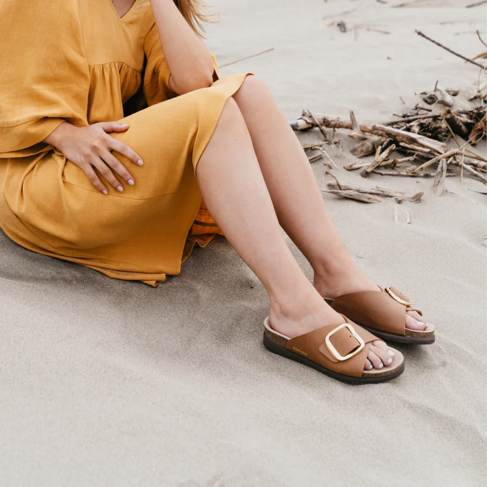 Mephisto Hariana Women's Cork Slide Buckle Sandals in Camel - Image 5