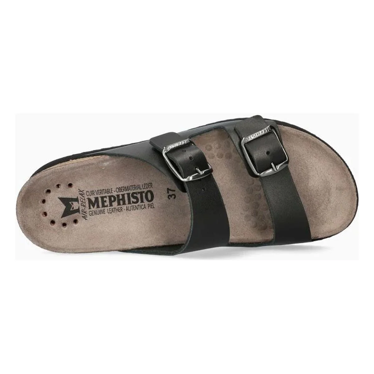 Mephisto Harmony Women's Sandals in Black Waxy Leather - Image 3