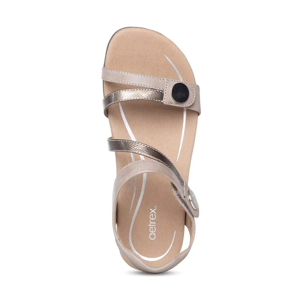 Aetrex Jess Women's Adjustable Quarter Strap Sandal in Smoke - Image 4