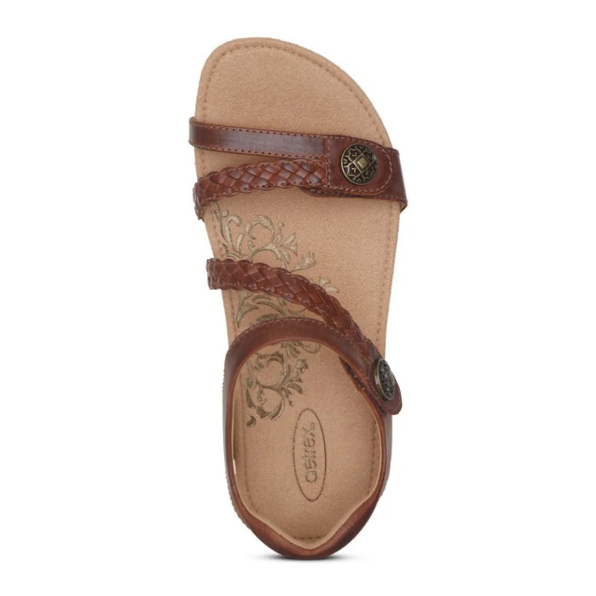 Aetrex Jillian Braided Quarter Strap Sandal – Women's (Brown) - Image 4