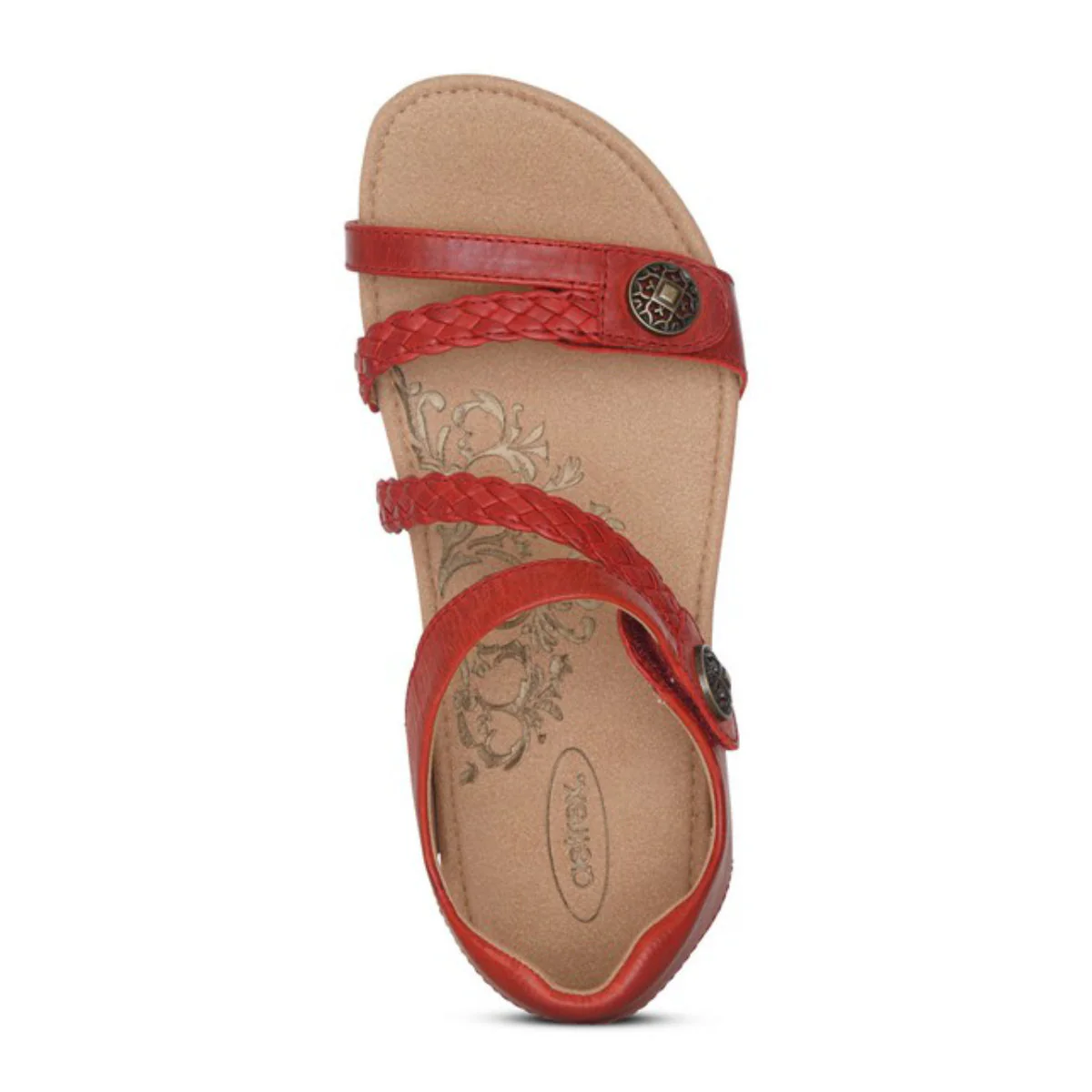 Aetrex Jillian Braided Quarter Strap Sandal – Women's (Red) - Image 4