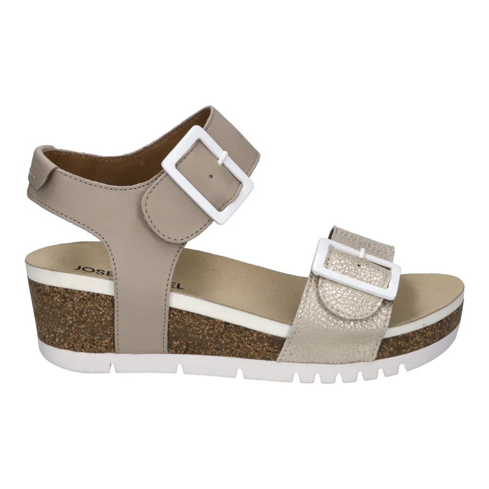Josef Seibel Quinn 02 Women's Adjustable Wedge Sandal in Creme Kombi - Image 2