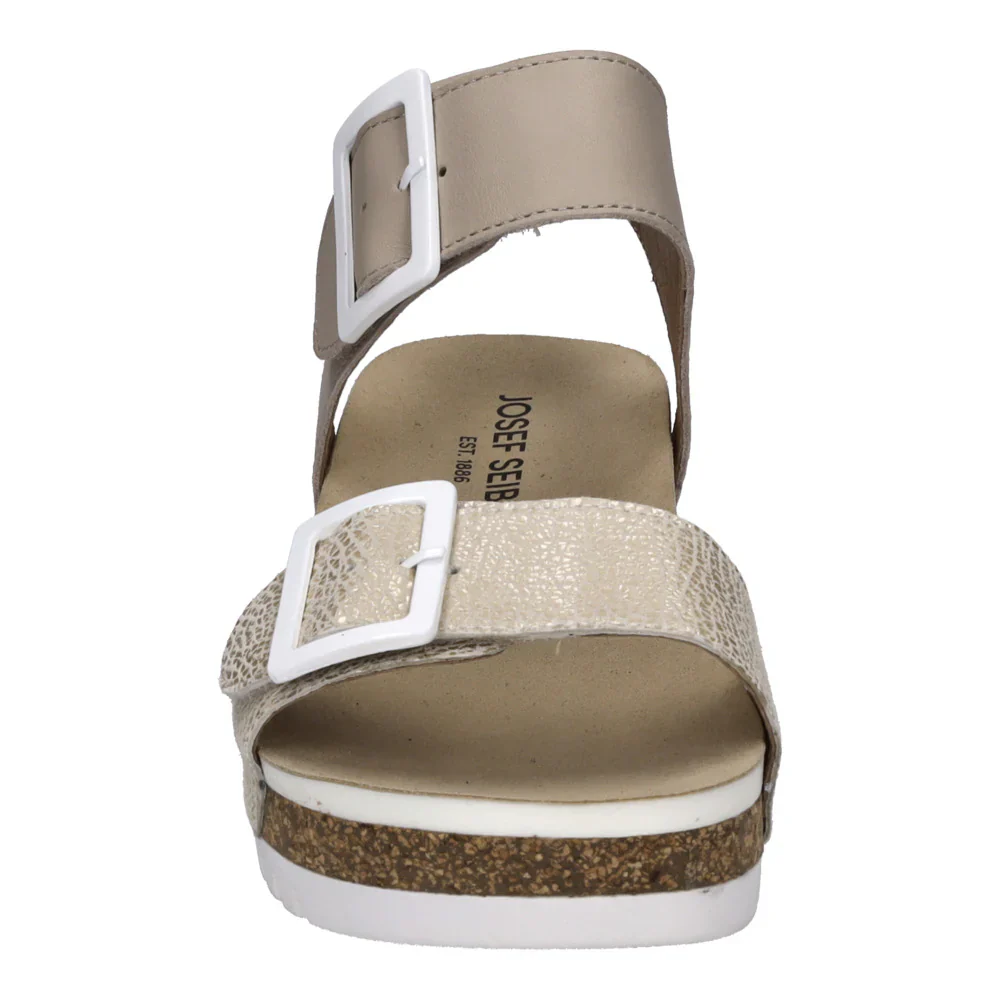 Josef Seibel Quinn 02 Women's Adjustable Wedge Sandal in Creme Kombi - Image 4