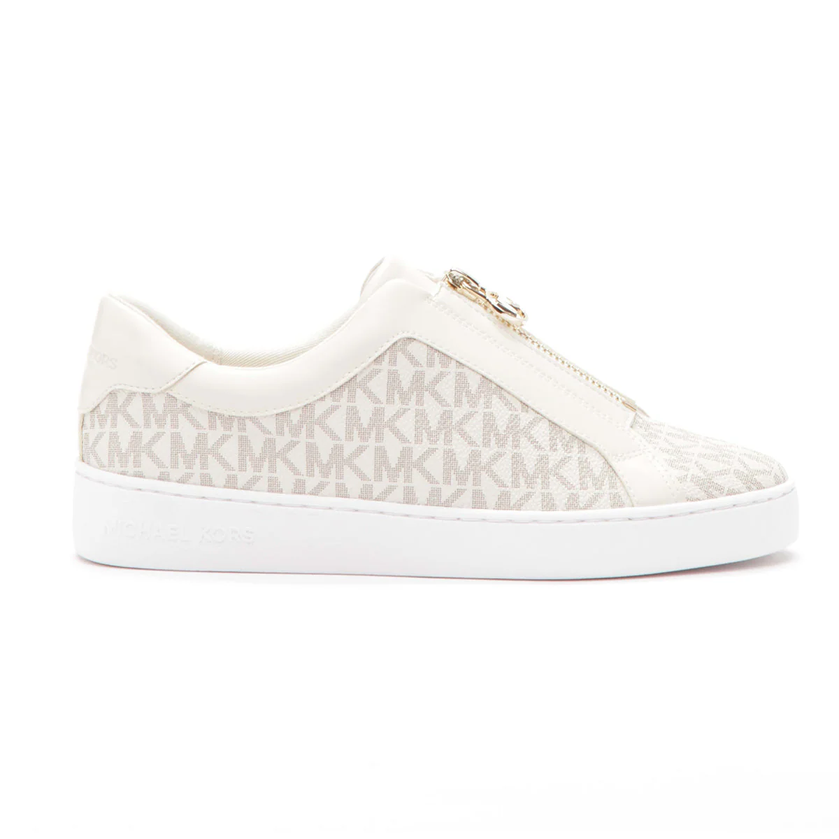 Michael Kors Keaton Zip Sneaker in Vanilla MK Print - Image 5