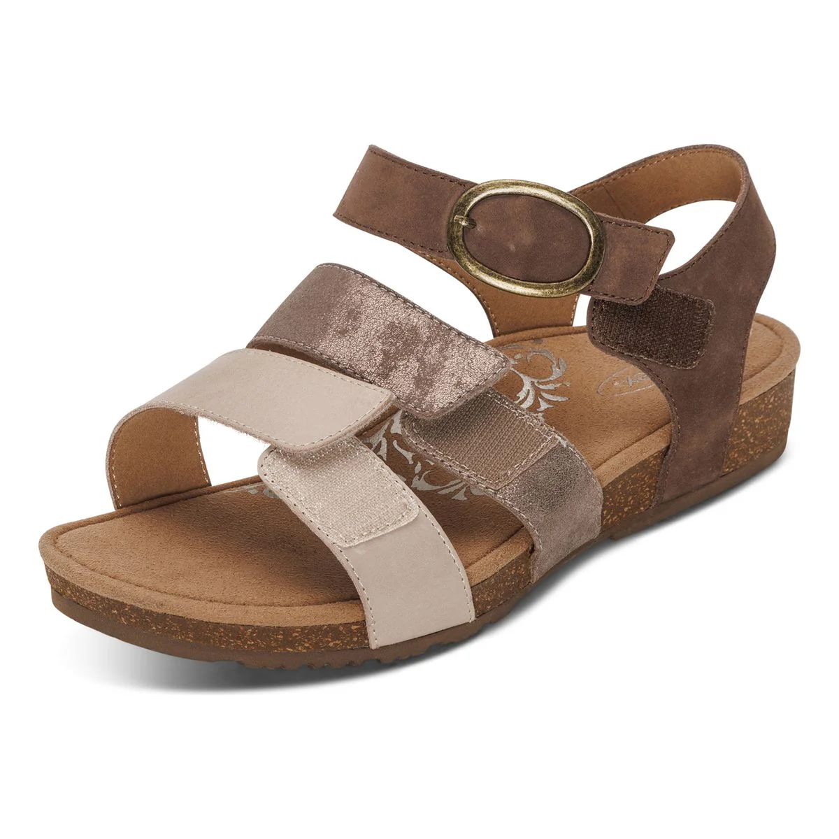 Aetrex Lilly Women's Adjustable Quarter Strap Sandal in Taupe - Image 2