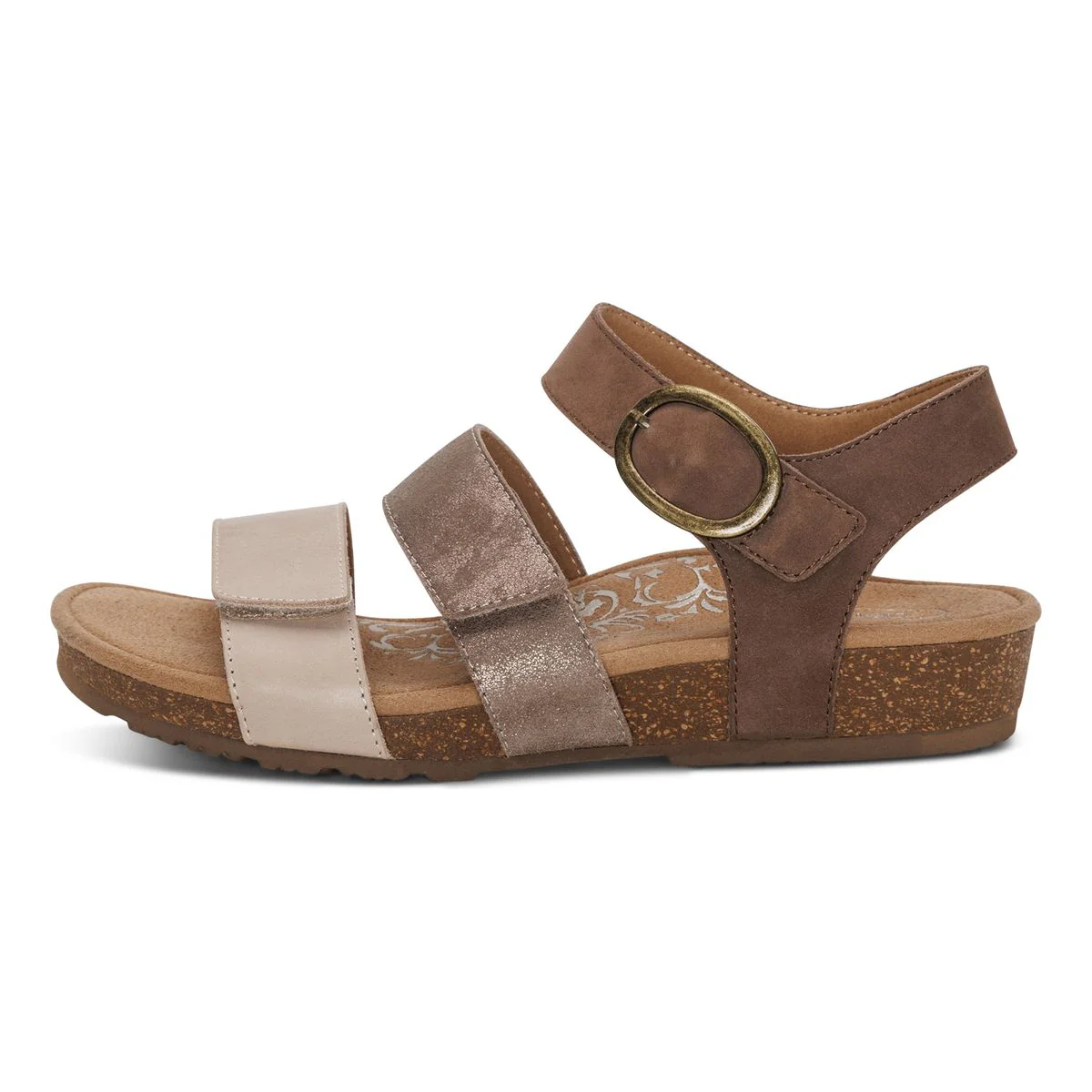 Aetrex Lilly Women's Adjustable Quarter Strap Sandal in Taupe - Image 3