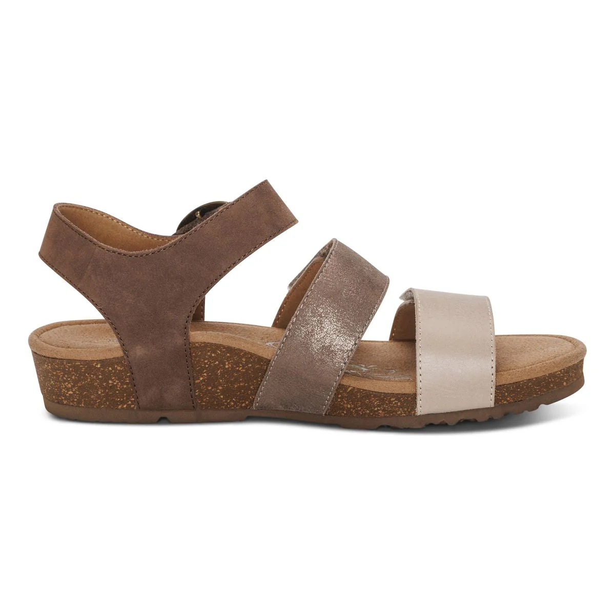Aetrex Lilly Women's Adjustable Quarter Strap Sandal in Taupe - Image 5