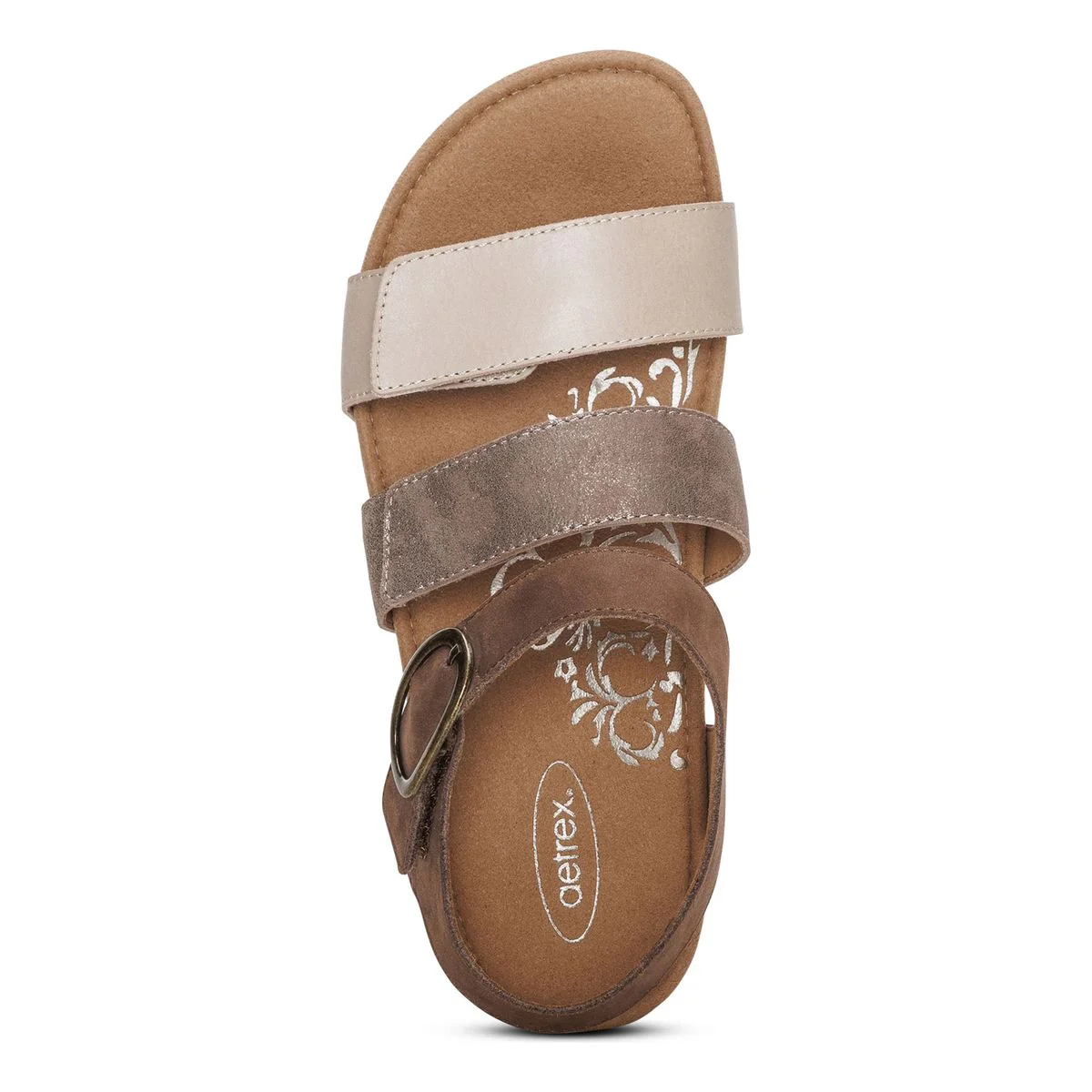 Aetrex Lilly Women's Adjustable Quarter Strap Sandal in Taupe - Image 6