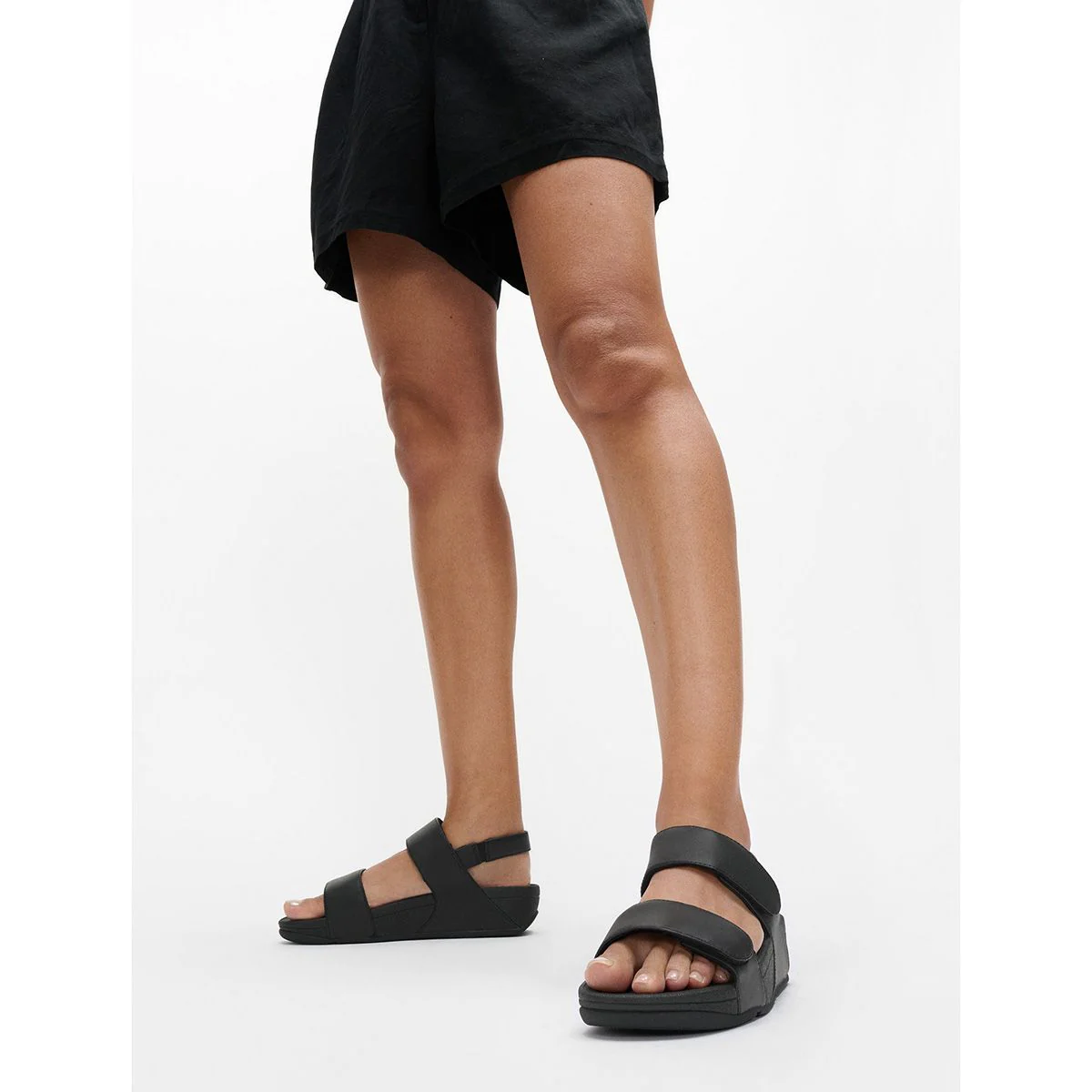 LULU Adjustable Leather Sandals in Black - Image 5