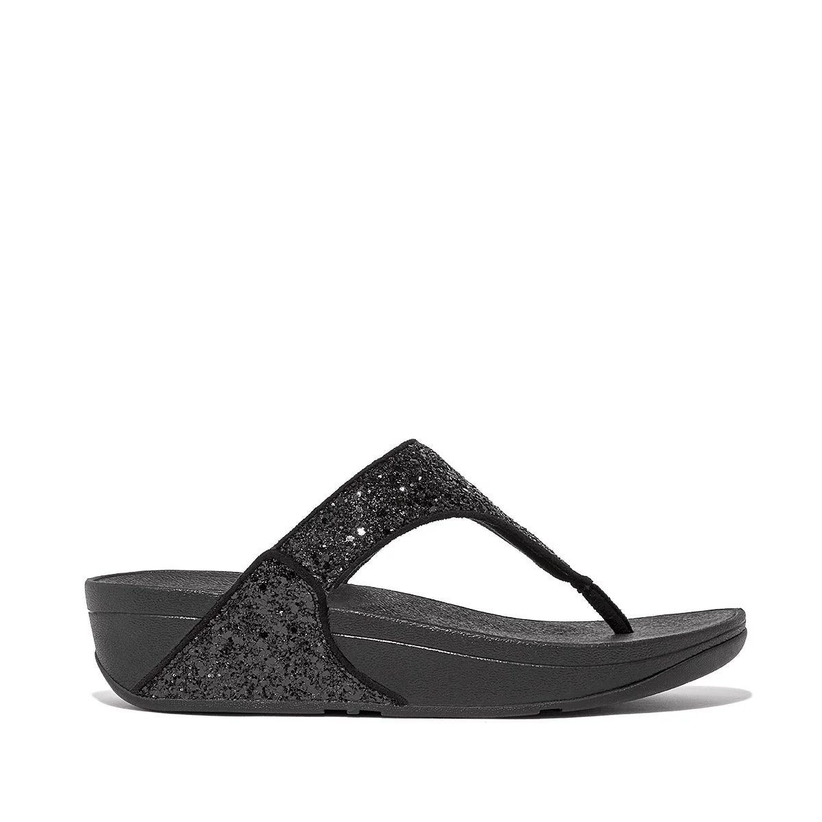 LULU Glitter Toe-Post Sandals in Black - Image 3