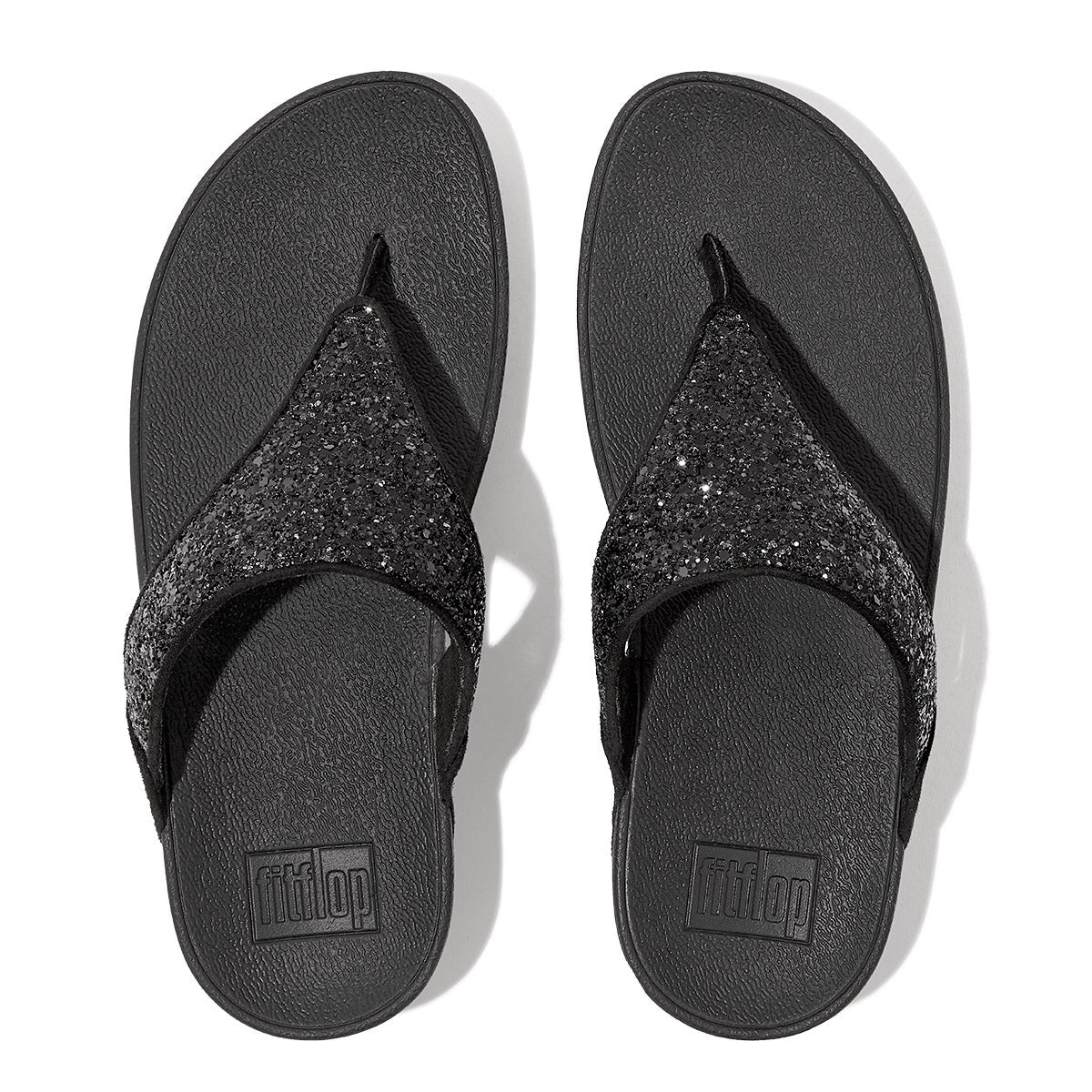 LULU Glitter Toe-Post Sandals in Black - Image 4