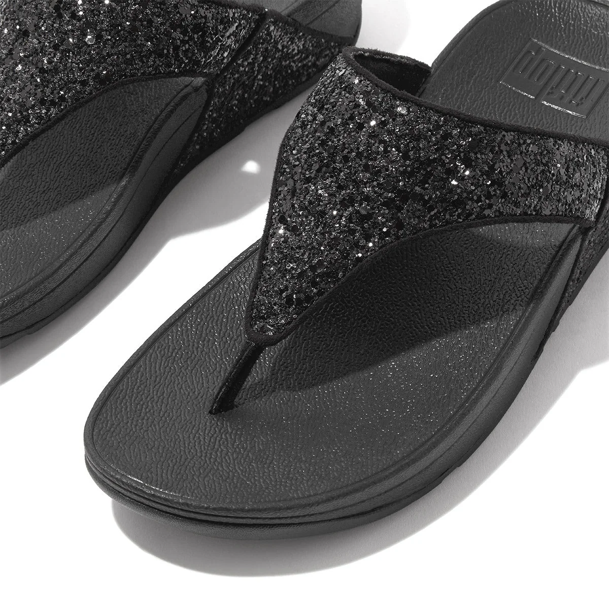 LULU Glitter Toe-Post Sandals in Black - Image 5