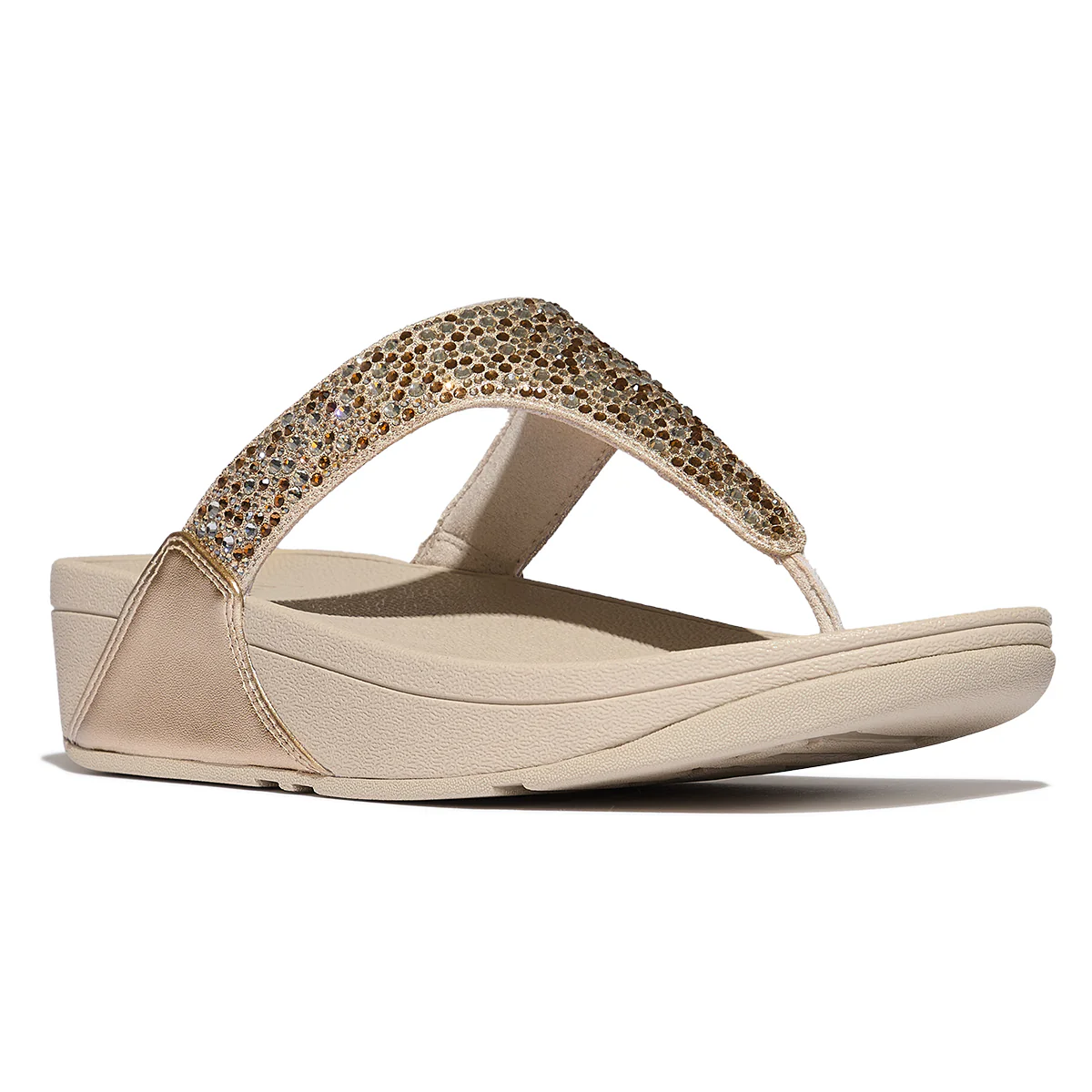 LULU Glitter Toe-Post Sandals in Platino