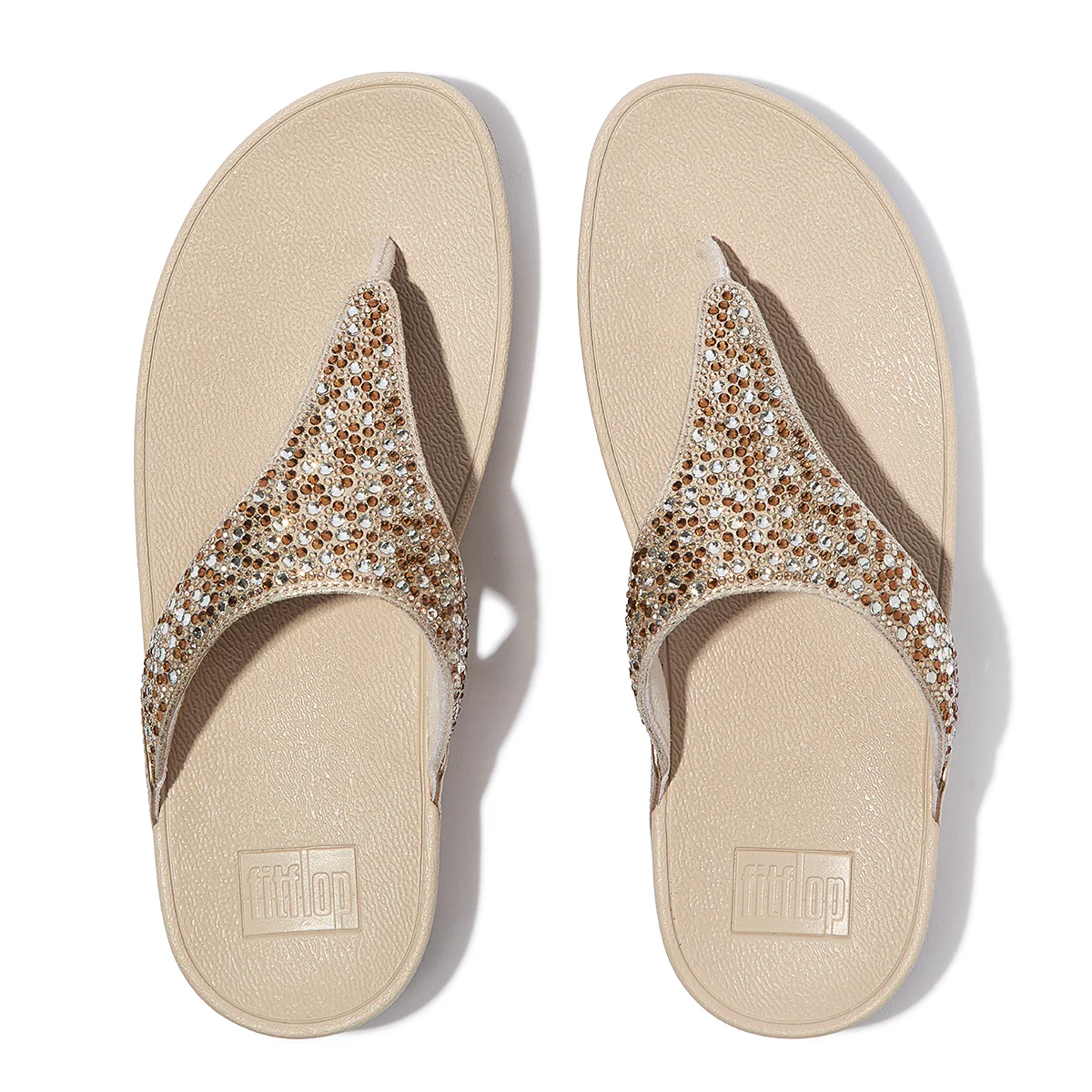 LULU Glitter Toe-Post Sandals in Platino - Image 3