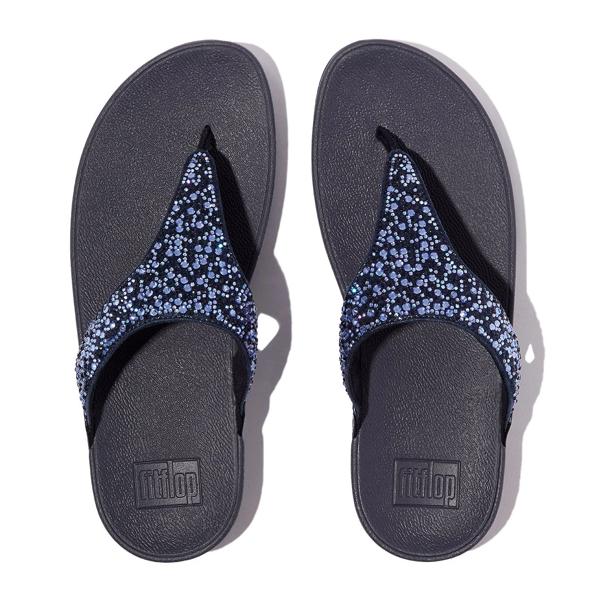 LULU Glitter Toe-Post Sandals in Navy - Image 3
