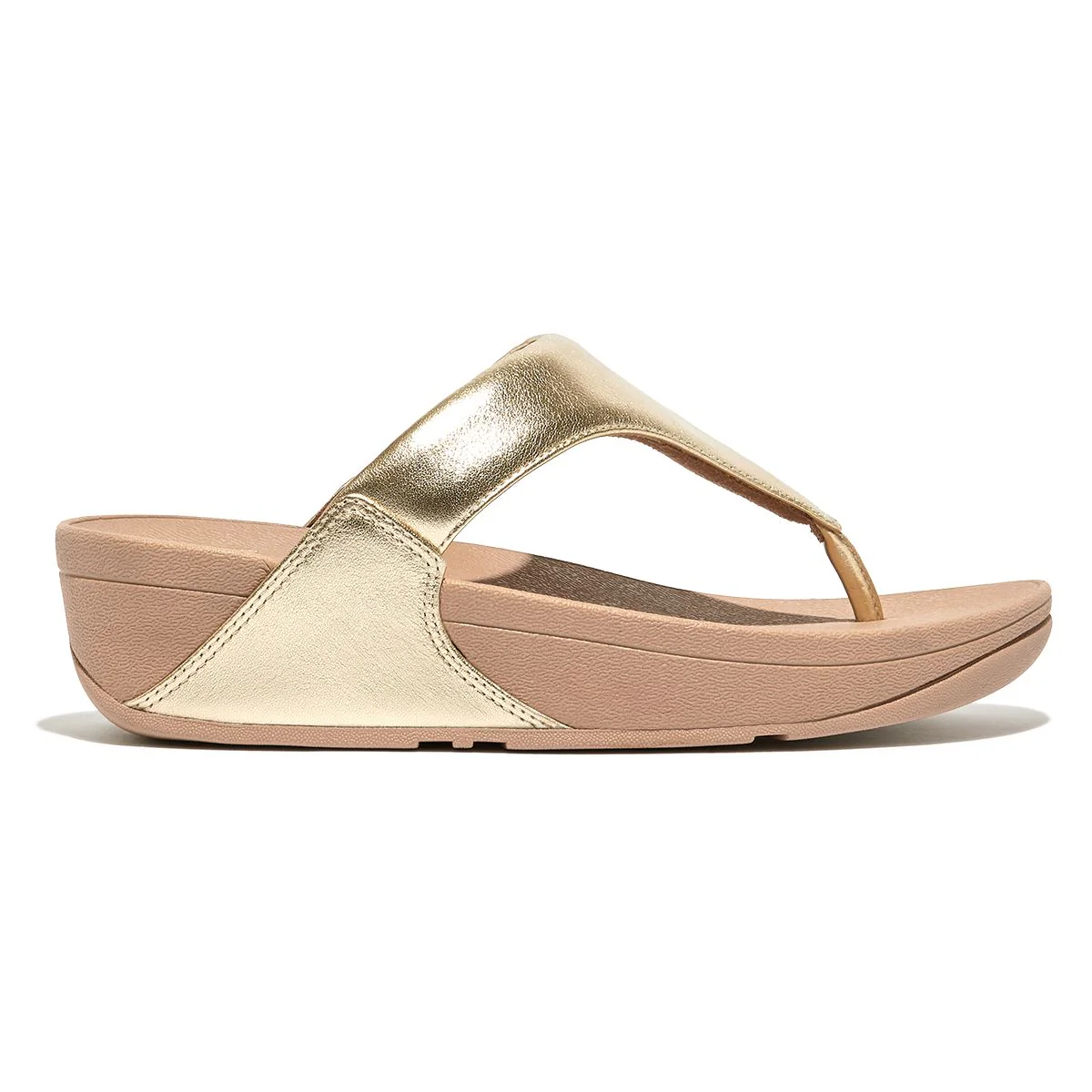 LULU Leather Toe-Post Sandals in Platino