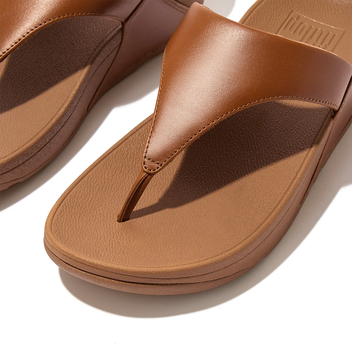 FitFlop Lulu Leather Toe-Post Sandals – Women's (Tan) - Image 3