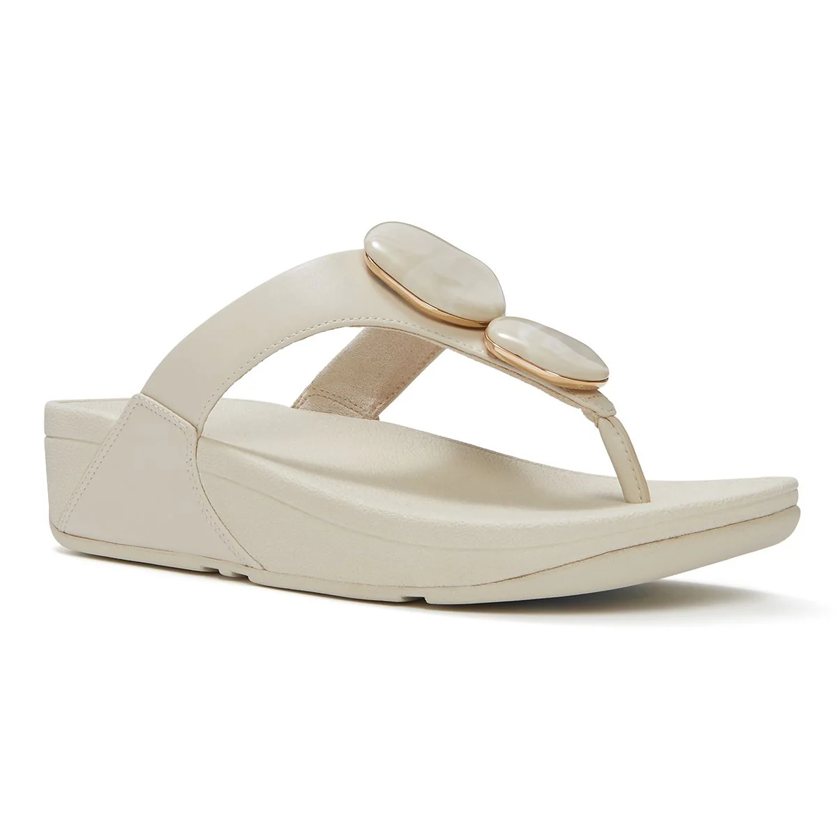 LULU Marbled-Stone Toe-Post Sandals