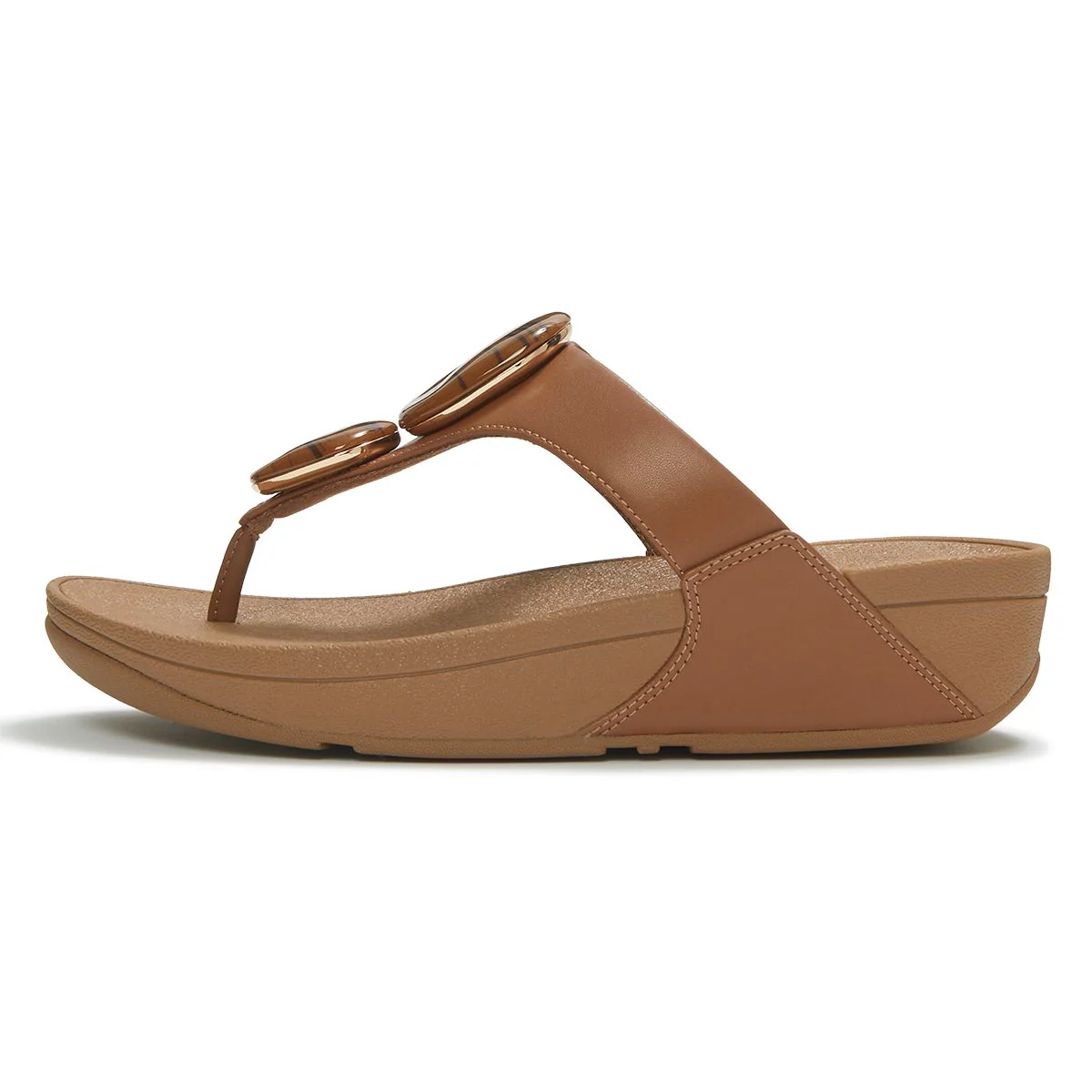 FitFlop LULU Marbled-Stone Toe-Post Sandals — Deep Tan - Image 2