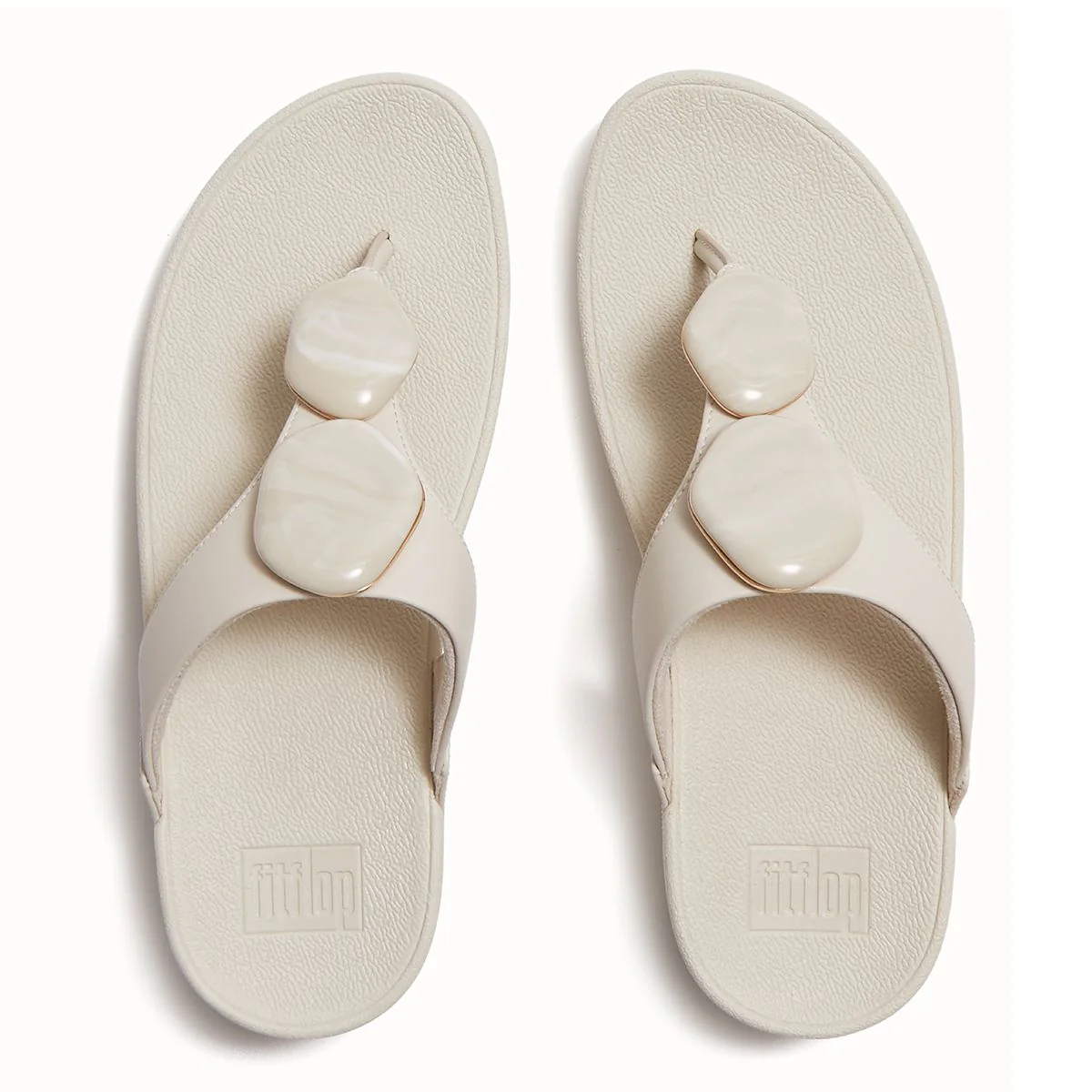 FitFlop LULU Marbled-Stone Toe-Post Sandals — Paris Beige - Image 4