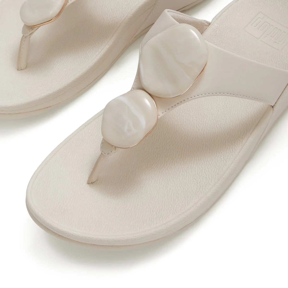 FitFlop LULU Marbled-Stone Toe-Post Sandals — Paris Beige - Image 5