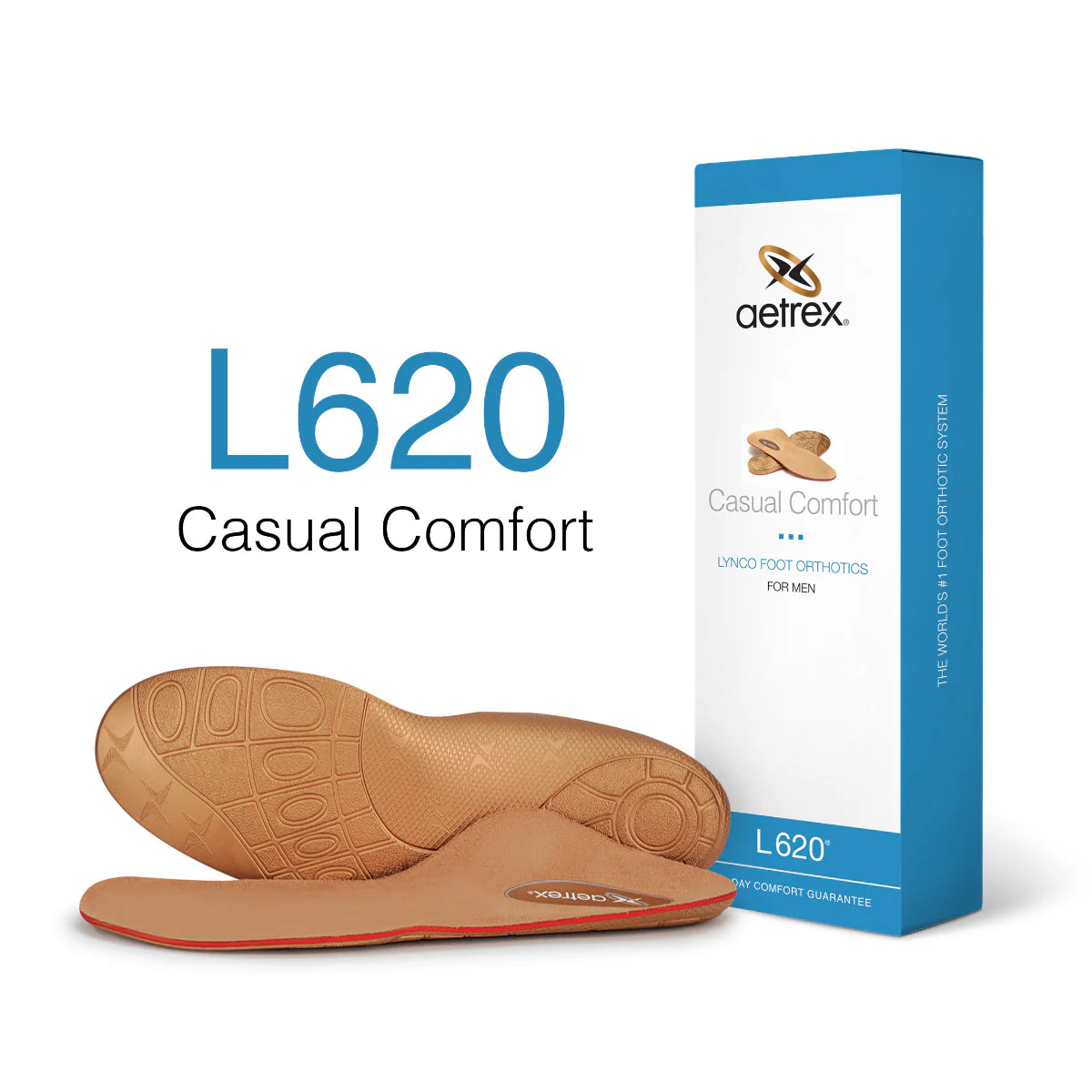 Aetrex Casual Comfort Posted Orthotics – Men's Flat Feet & Low Arch Everyday Insoles (L620M)