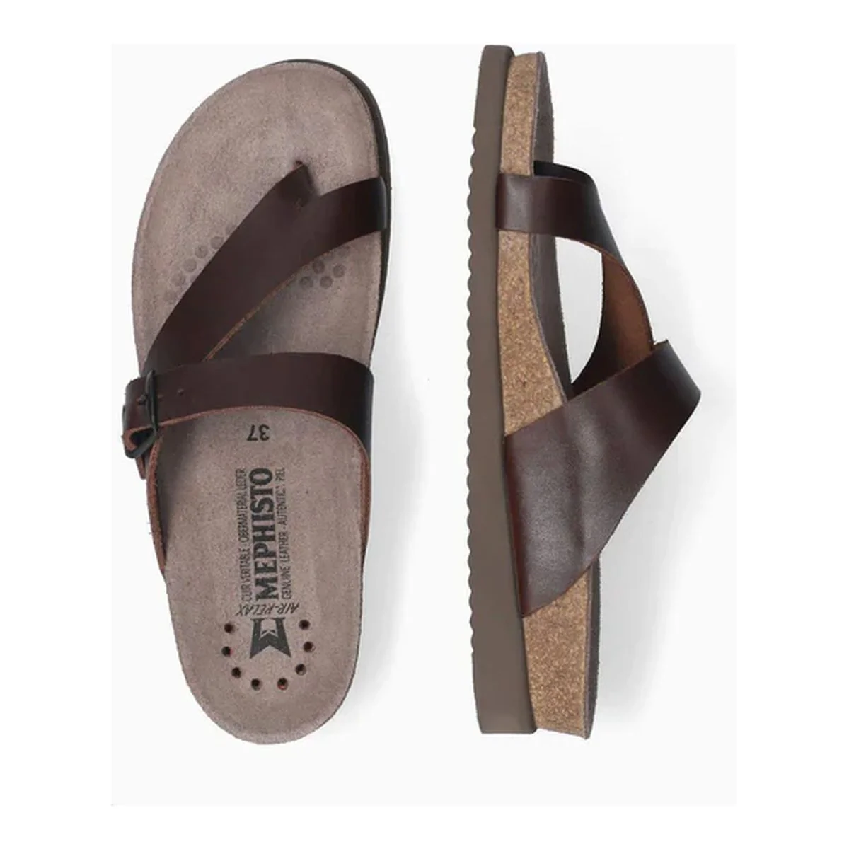 Mephisto Helen Toe Thong Sandals in Chestnut - Image 3