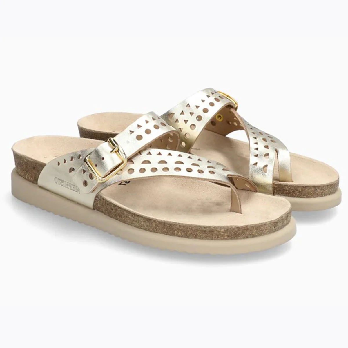 Mephisto Helen Women's Toe Thong Sandals Perf in Gold