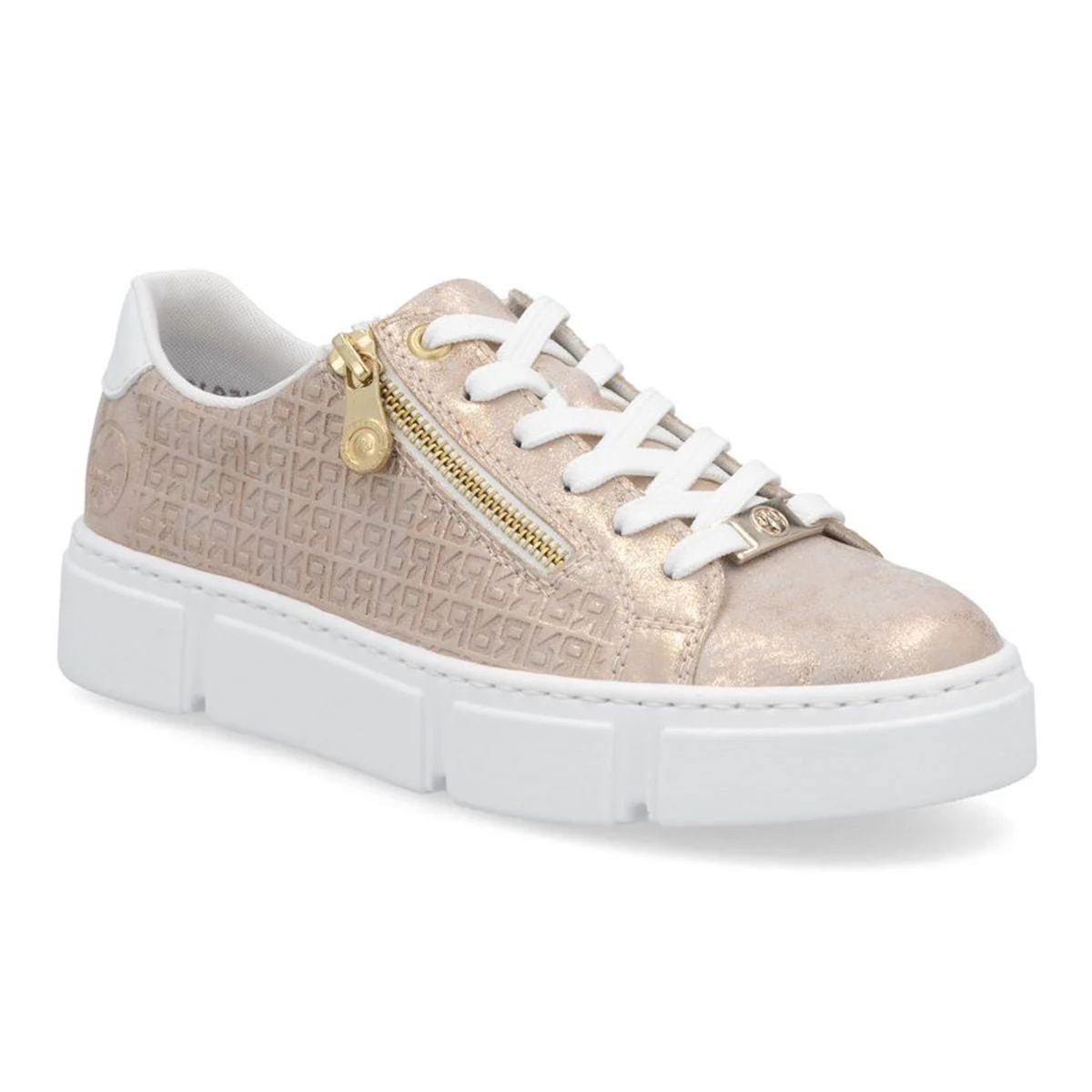 Rieker Women's N5917-90 Nanao Rosegold Zip Platform Sneakers