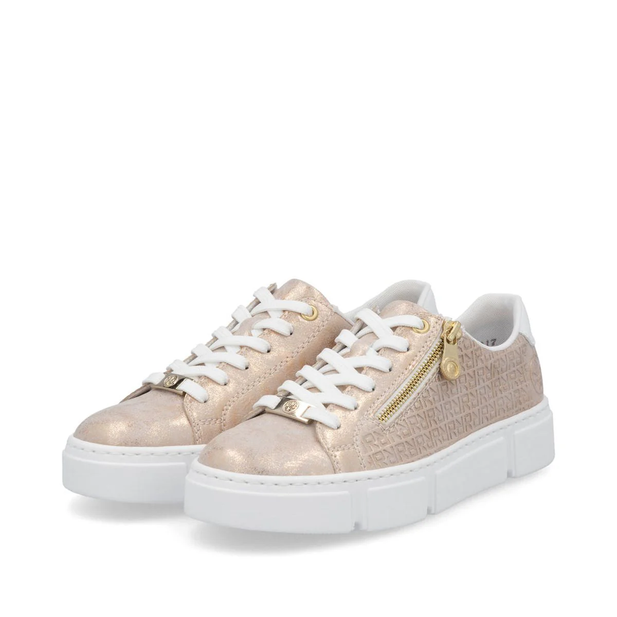 Rieker Women's N5917-90 Nanao Rosegold Zip Platform Sneakers - Image 5